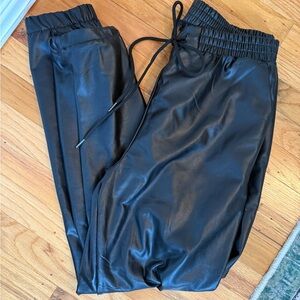 Black Vegan Leather Joggers